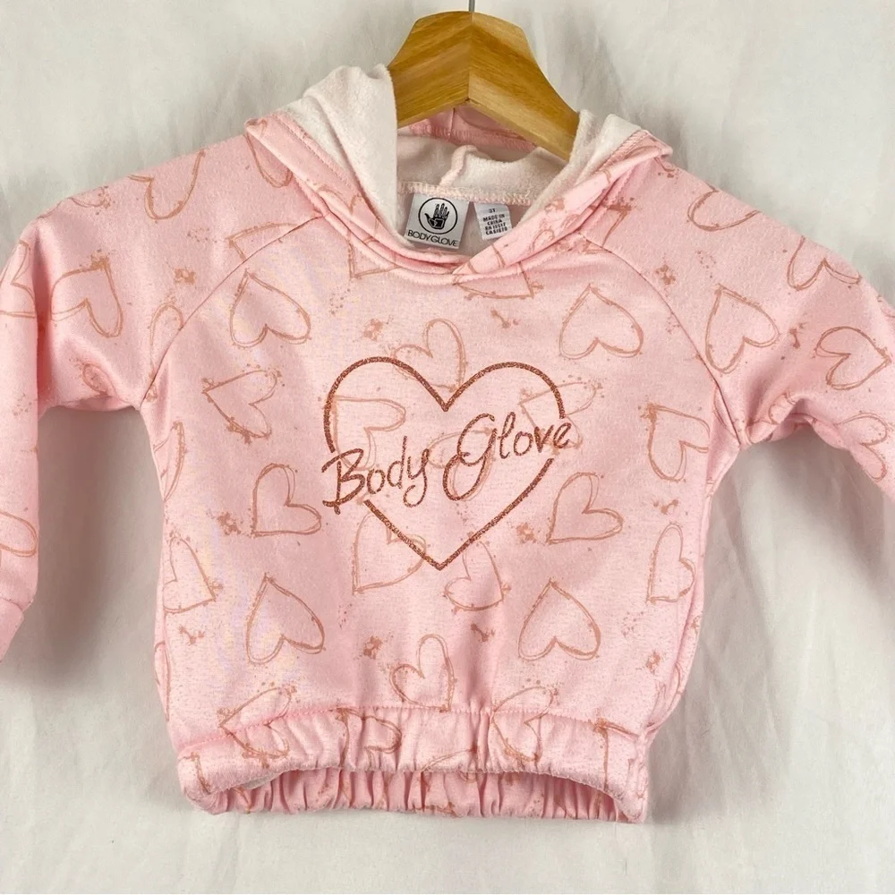 Body Glove Pink Heart Hooded Sweater Toddler Girl Size 3T